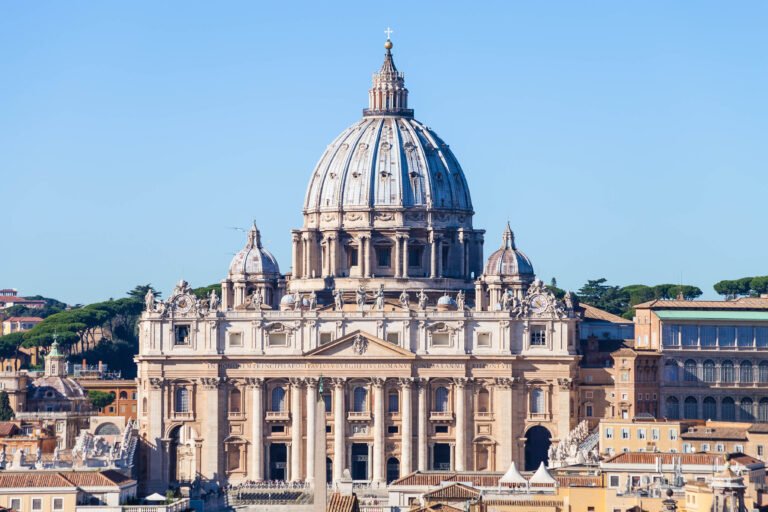 travel to Italy - Papal Basilica of Saint Peter in Vatican city, view from Castle of St Angel